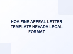 How to Appeal an Hoa Fine in Nevada: Legal Letter Template